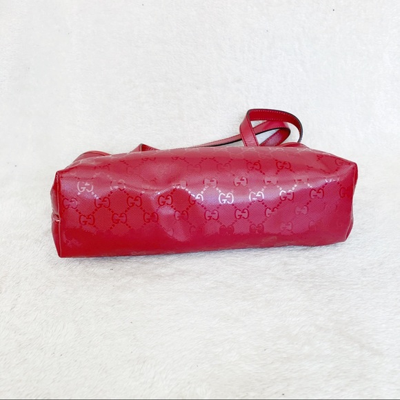 NWT Authentic Gucci Imprime GG Small Joy Zip Tote Waterproof Red - Picture 6 of 9